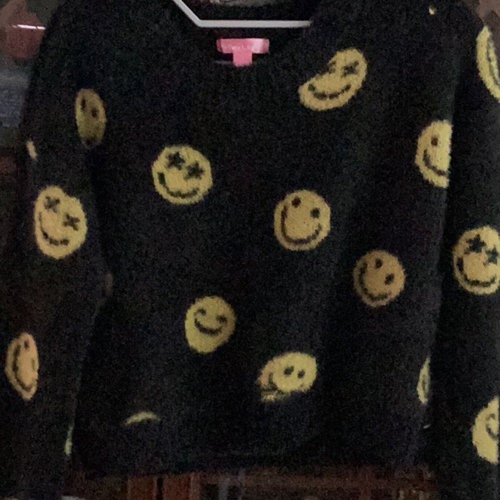 Smiley Face Black and Yellow Sweater